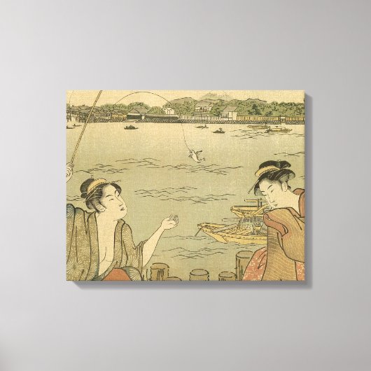Japans Gevist Woodblock Fishermen Canvas Afdruk (Voorkant)