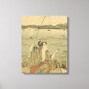 Japans Gevist Woodblock Fishermen Canvas Afdruk