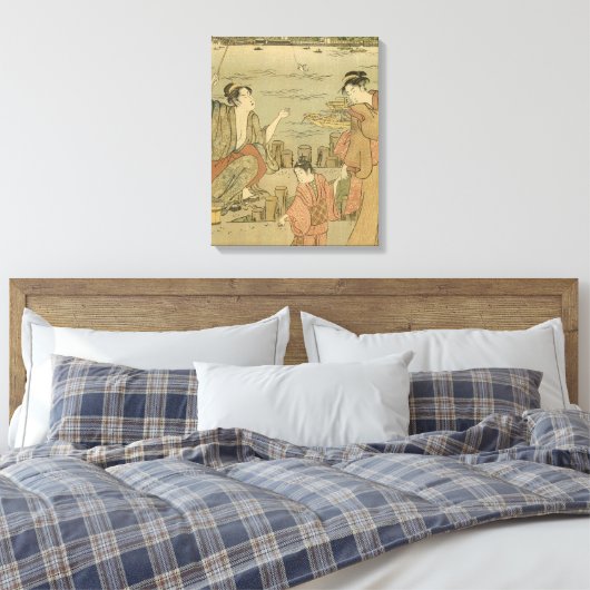 Japans Gevist Woodblock Fishermen Canvas Afdruk (Insitu (Slaapkamer))