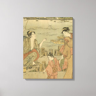 Japans Gevist Woodblock Fishermen Canvas Afdruk