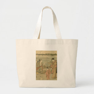 Japans Gevist Woodblock Fishermen Grote Tote Bag