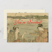 Japans Gevist Woodblock Fishermen Kaart (Voorkant / Achterkant)