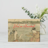 Japans Gevist Woodblock Fishermen Kaart (Staand voorkant)