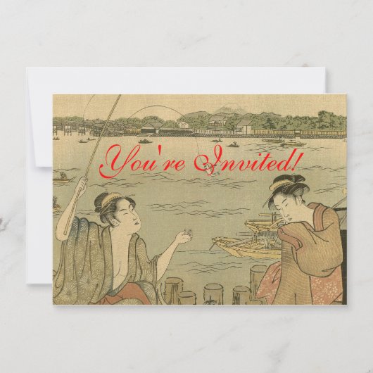 Japans Gevist Woodblock Fishermen Kaart (Voorkant)