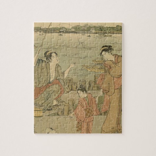 Japans Gevist Woodblock Fishermen Legpuzzel (Verticaal)