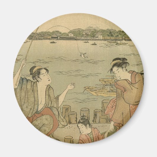 Japans Gevist Woodblock Fishermen Magneet (Voorkant)