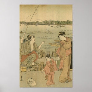 Japans Gevist Woodblock Fishermen Poster