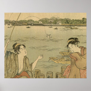Japans Gevist Woodblock Fishermen Poster