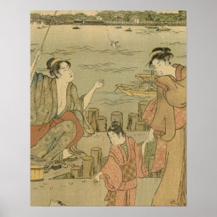 Japans Gevist Woodblock Fishermen Poster