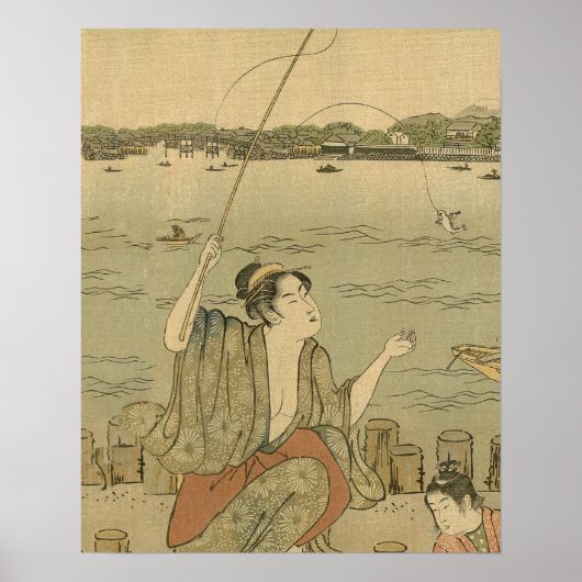 Japans Gevist Woodblock Fishermen Poster (Voorkant)