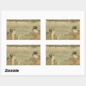 Japans Gevist Woodblock Fishermen Rechthoekige Sticker (Vel)