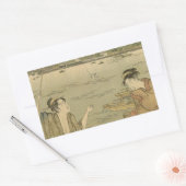 Japans Gevist Woodblock Fishermen Rechthoekige Sticker (Envelop)