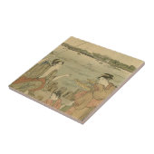 Japans Gevist Woodblock Fishermen Tegeltje (Zijkant)