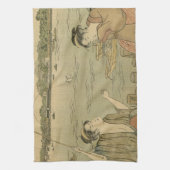 Japans Gevist Woodblock Fishermen Theedoek (Verticaal)