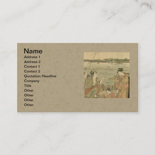 Japans Gevist Woodblock Fishermen Visitekaartje (Voorkant)