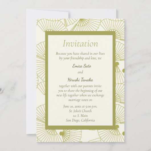 Japans gevouwen fan bruiloft uitnodiging (Voorkant)