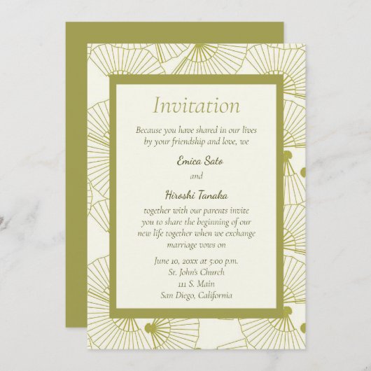 Japans gevouwen fan bruiloft uitnodiging (Voorkant / Achterkant)