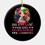 Japans gewoon meisje dat van Anime Ramen en Sketc  Keramisch Ornament (Achterkant)