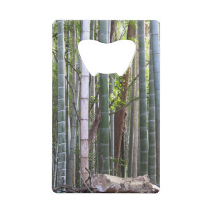 Japans Giant Bamboo Forest, Sagano, Kyoto, Japan Creditkaart Flessenopener