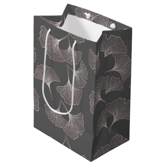 Japans Ginkgo-bladpatroon Medium Cadeauzakje (Voorkant Gekanteld)