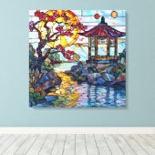 Japans Glas in lood Art Canvas Afdruk (Insitu (Houten vloer))