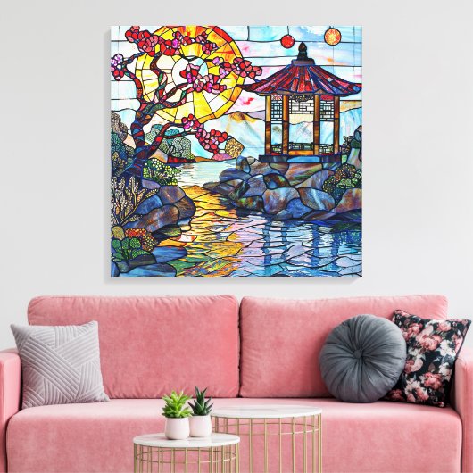 Japans Glas in lood Art Canvas Afdruk (Insitu (Woonkamer))