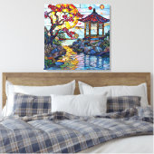 Japans Glas in lood Art Canvas Afdruk (Insitu (Slaapkamer))
