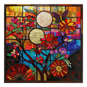 Japans Glas in lood Art Glossy Poster