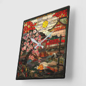 Japans Glas in lood Kunst Muur Klok (Hoek)