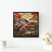 Japans Glas in lood Kunst Muur Klok (Huis)
