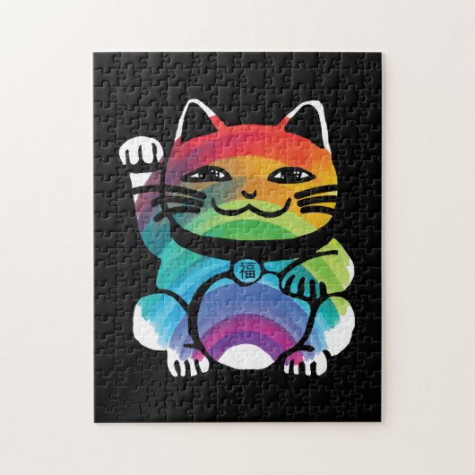 Japans goed plukkertje met regenboog legpuzzel (Verticaal)