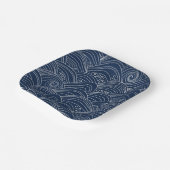 Japans golfpatroon, donkerblauw wit papieren bordje (Gebogen)