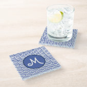 Japans golfpatroon en monogram glazen onderzetter (Schuin)