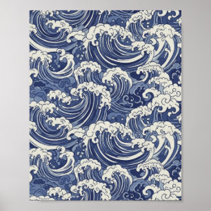 Japans golfpatroon - Ocean Art Print