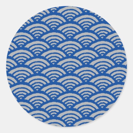 Japans golfpatroon ronde sticker (Voorkant)