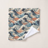 Japans golfslagpatroon  bad handdoek (Wasdoekje)