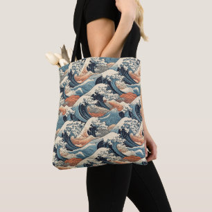 Japans golfslagpatroon tote bag