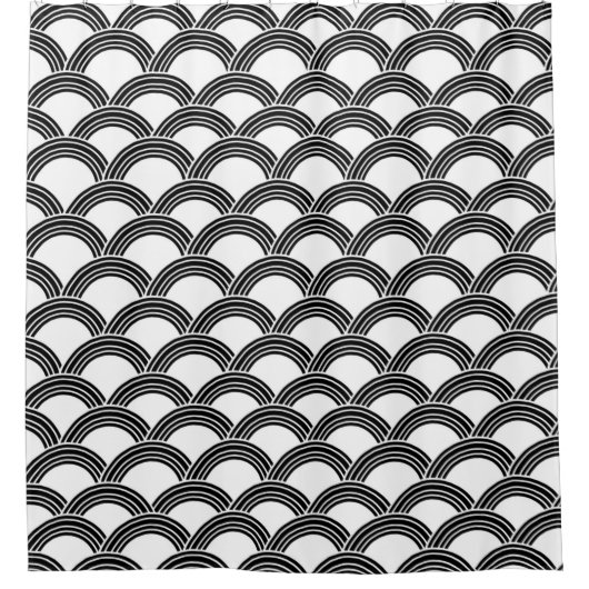 Japans golven zwart en wit glam #1 douchegordijn (Voorkant)