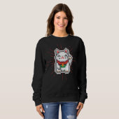 Japans golvende arm Lucky Cat Pixels esthetisch 1 Trui (Voorkant volledig)