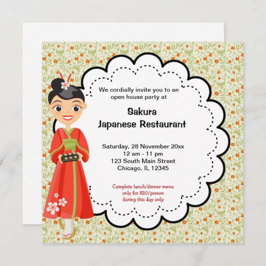 Japans Grand Opening Restaurant Kaart (Voorkant / Achterkant)