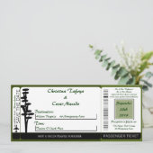 Japans Groen Hi Boarding Pass Bruiloft uitnodiging (Staand voorkant)