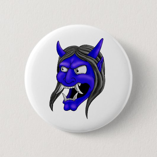 Japans Hannya Mask Ronde Button 5,7 Cm (Voorkant)
