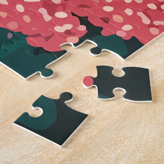 Japans heiligdom met rode en roze bloesems legpuzzel (Zijkant)