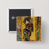 Japans hoesan Oiran door Vincent van Gogh Vierkante Button 5,1 Cm (Voorkant /achterkant)