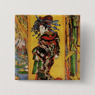 Japans hoesan Oiran door Vincent van Gogh Vierkante Button 5,1 Cm