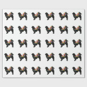 Japans Hondenras Bohemian Floral Silhouette Cadeaupapier (Vlak)