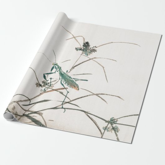 japans houtafdruk van mantis Wrapping Paper Cadeaupapier (Uitgerold)