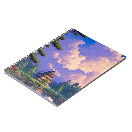 Japans houten kasteel bij het betoverende meer notitieboek (Linkerzijde)