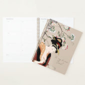 Japans houtsblok portret vrouw die schrijft planner (Display)