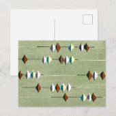 Japans houtsnede textiel briefkaart (Voorkant / Achterkant)